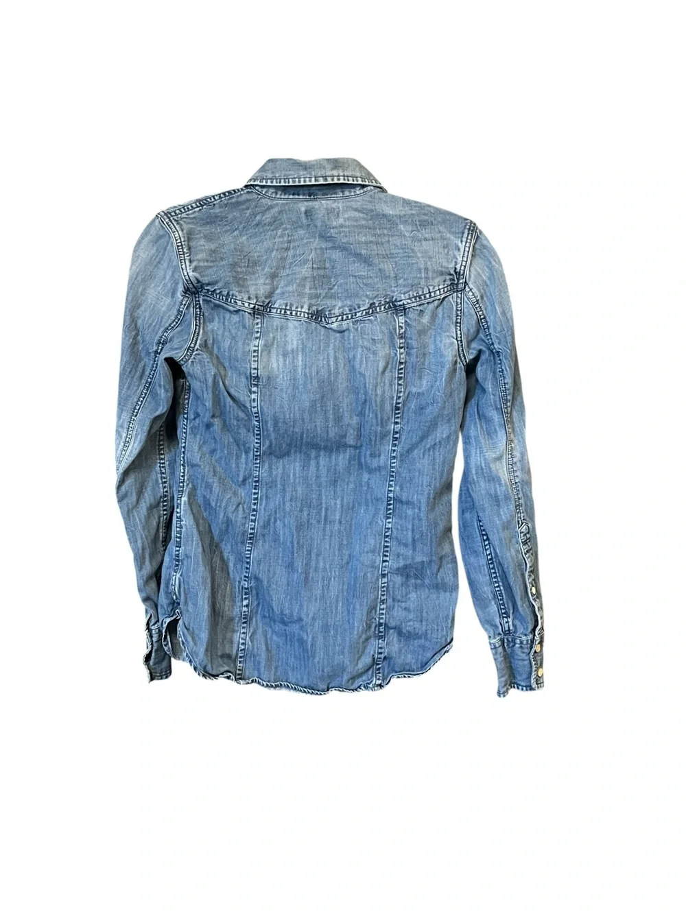 J.Crew Chambray Button Front Shirt Women’s 00 Blue Lyocell Cotton Western